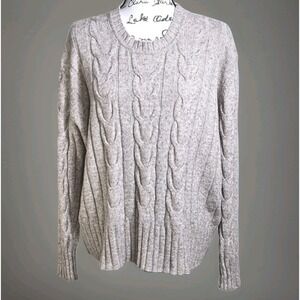 Banana Republic Fitted Cable Knit Sweater Womens Sz XL Tan Neutral Preppy Dressy